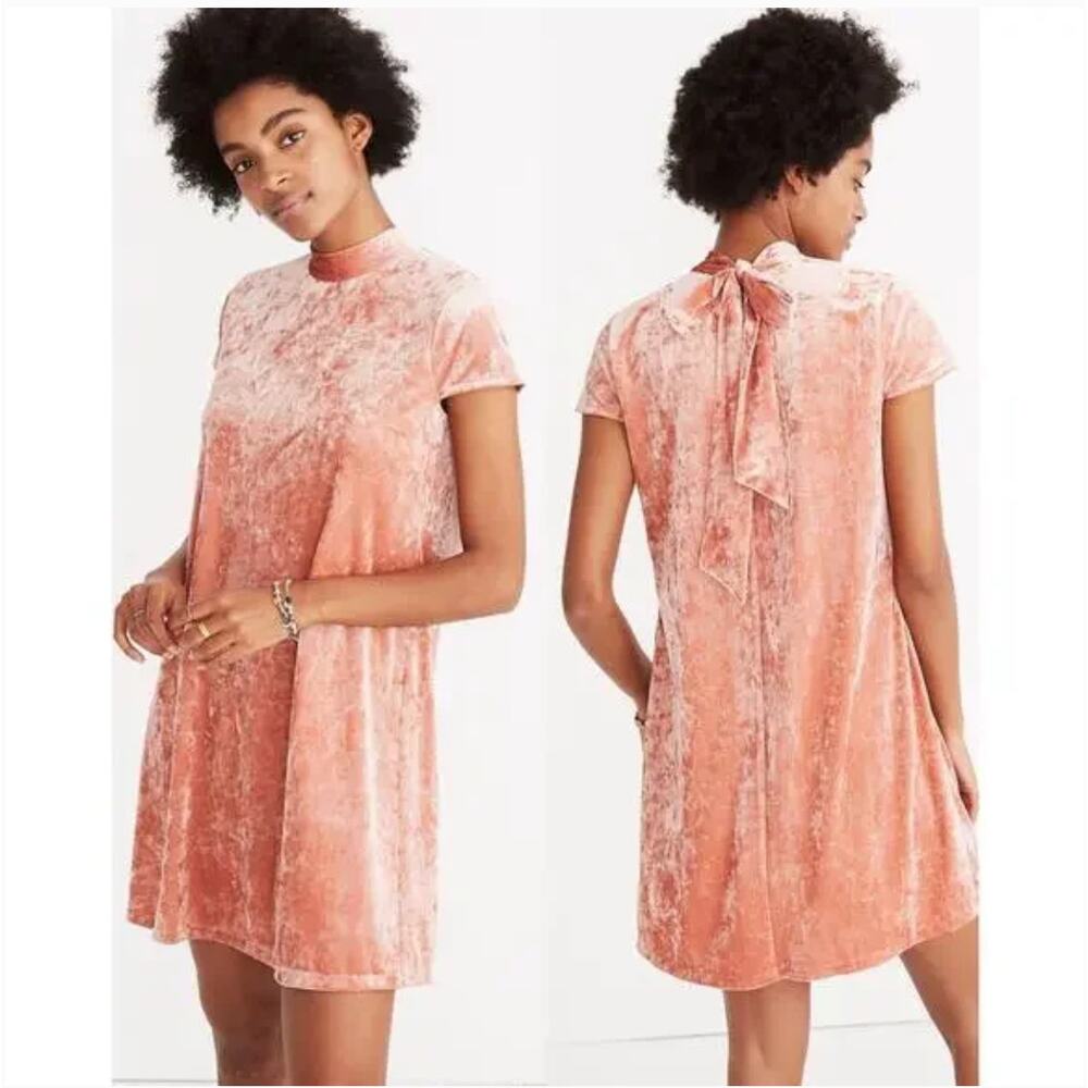 Madewell Crushed Velvet Mockneck Dress Small